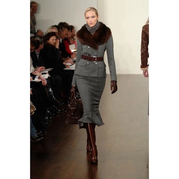 Ralph Lauren Dresses & Skirts - Ralph Lauren Purple Label Gray 100% Cashmere Trumpet Midi Skirt Runway 2005 8